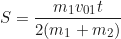 \begin{equation*} S = \frac{m_1 v_{01} t}{2(m_1 + m_2)}\end{equation*}