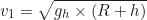\begin{equation*} v_1 = \sqrt{g_h \times (R + h)}\end{equation*}
