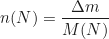 \begin{equation*} n(N) = \frac{\Delta m}{M(N)}\end{equation*}