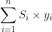 \begin{equation*}\sum_{i=1}^{n} S_i \times y_i\end{equation*}