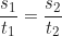 \begin{gather*} \frac{s_1}{t_1} = \frac{s_2}{t_2} \t_2 = \frac{s_2 \cdot t_1}{s_1}\end{gather*}