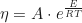 \begin{equation*}\eta = A \cdot e^{\frac{E}{RT}} \end{equation*}