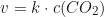 \begin{equation*} v = k \cdot c(CO_2)\end{equation*}