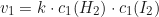 \begin{equation*} v_1 = k \cdot c_1(H_2) \cdot c_1(I_2)\end{equation*}