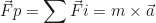 \begin{equation*}\vec{F}{p} = \sum \vec{F}{i} = m \times \vec{a}\end{equation*}