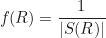 \begin{equation*} f_{екв}(R) = \frac{1}{|S(R)|}\end{equation*}
