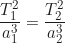 \begin{equation*}\frac{T_{1}^{2}}{a_{1}^{3}} = \frac{T_{2}^{2}}{a_{2}^{3}}\end{equation*}