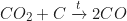 \begin{equation*} CO_2 + C \xrightarrow{t} 2CO\end{equation*}