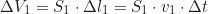 \begin{equation*}\Delta V_1 = S_1 \cdot \Delta l_1 = S_1 \cdot v_1 \cdot \Delta t \end{equation*}