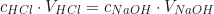 \begin{equation*}c_{HCl} \cdot V_{HCl} = c_{NaOH} \cdot V_{NaOH}\end{equation*}
