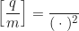 \begin{equation*} \left[\frac{q}{m}\right] = \frac{\text{В}}{(\text{Тл} \cdot \text{м})^2}\end{equation*}