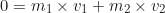\begin{equation*}0 = m_1 \times v_1 + m_2 \times v_2\end{equation*}