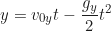 \begin{equation*}y = v_{0y}t - \frac{g_y}{2}t^2\end{equation*}