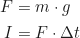 \begin{align*} F &= m \cdot g  \\ I &= F \cdot \Delta t \label{eq:impulse_from_gravity} \end{align*}
